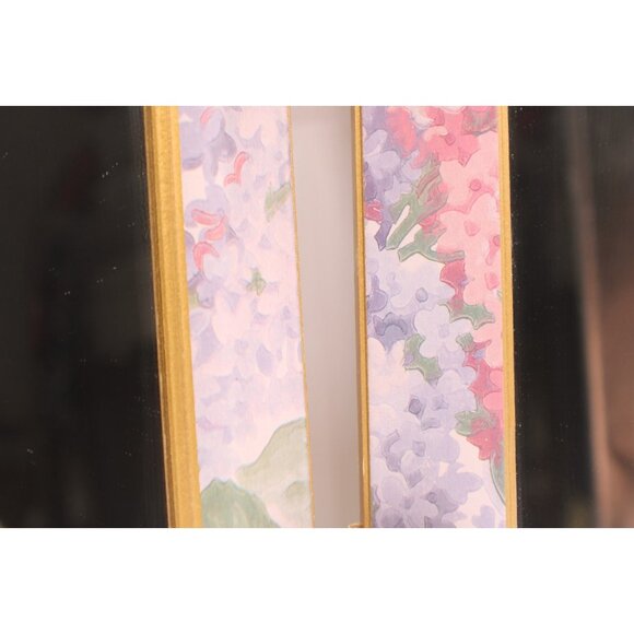 2 Floral Gold Framed Mirrors Wall Hanging Rectangular Decor Pastels NEW 13x8" - Picture 4 of 13